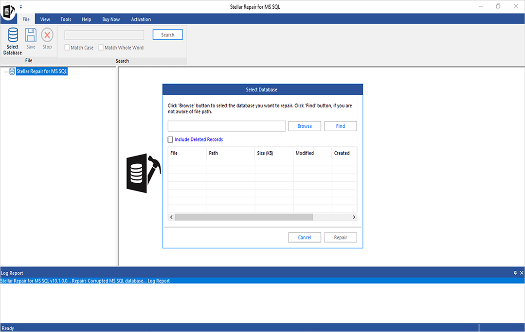 Stellar Repair for MS SQL - Main Interface