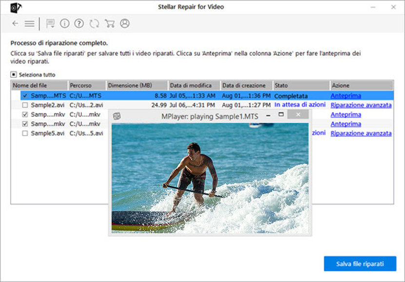 Selezionare Salva i file riparati