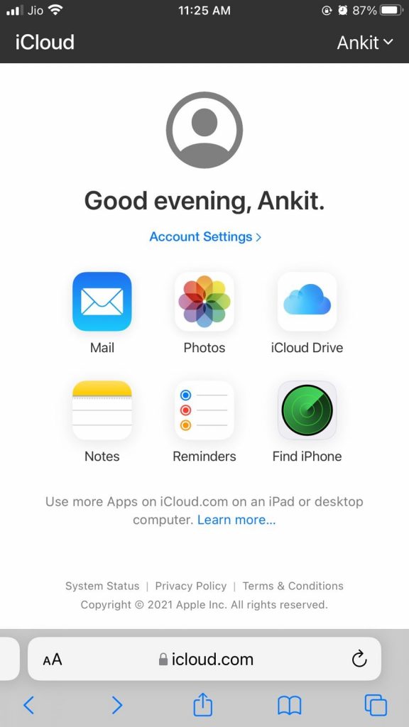 iCloud Sign In