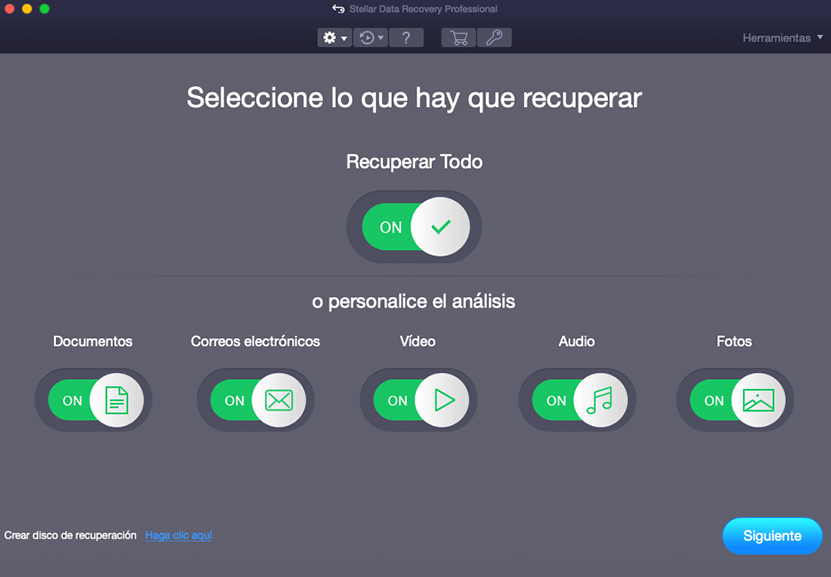 Seleccionar el tipo de datos