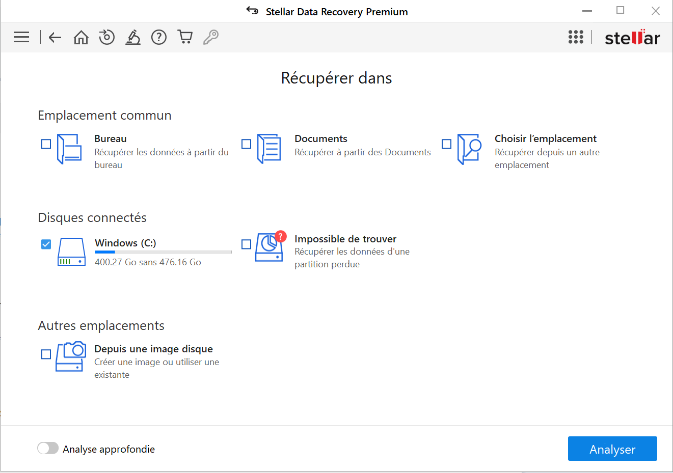 Sélectionnez Récupérer à partir de